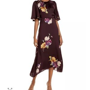 Rebecca Taylor Dark Purple Floral Midi Dress